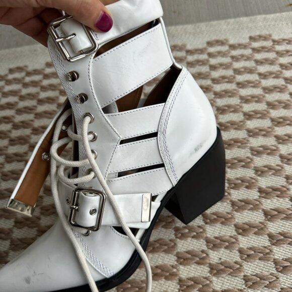 Chloe White Leather Lace Up Rylee Ankle Boots Size 8 - Picture 6 of 7